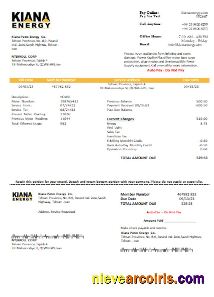 Kiana Petro Energy Co utility business bill